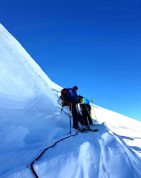 Ski tour at mount Kazbek