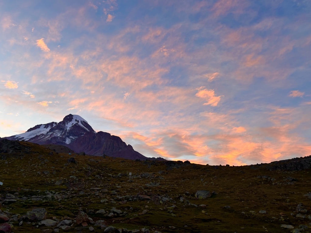 Mount Kazbeg at sunset